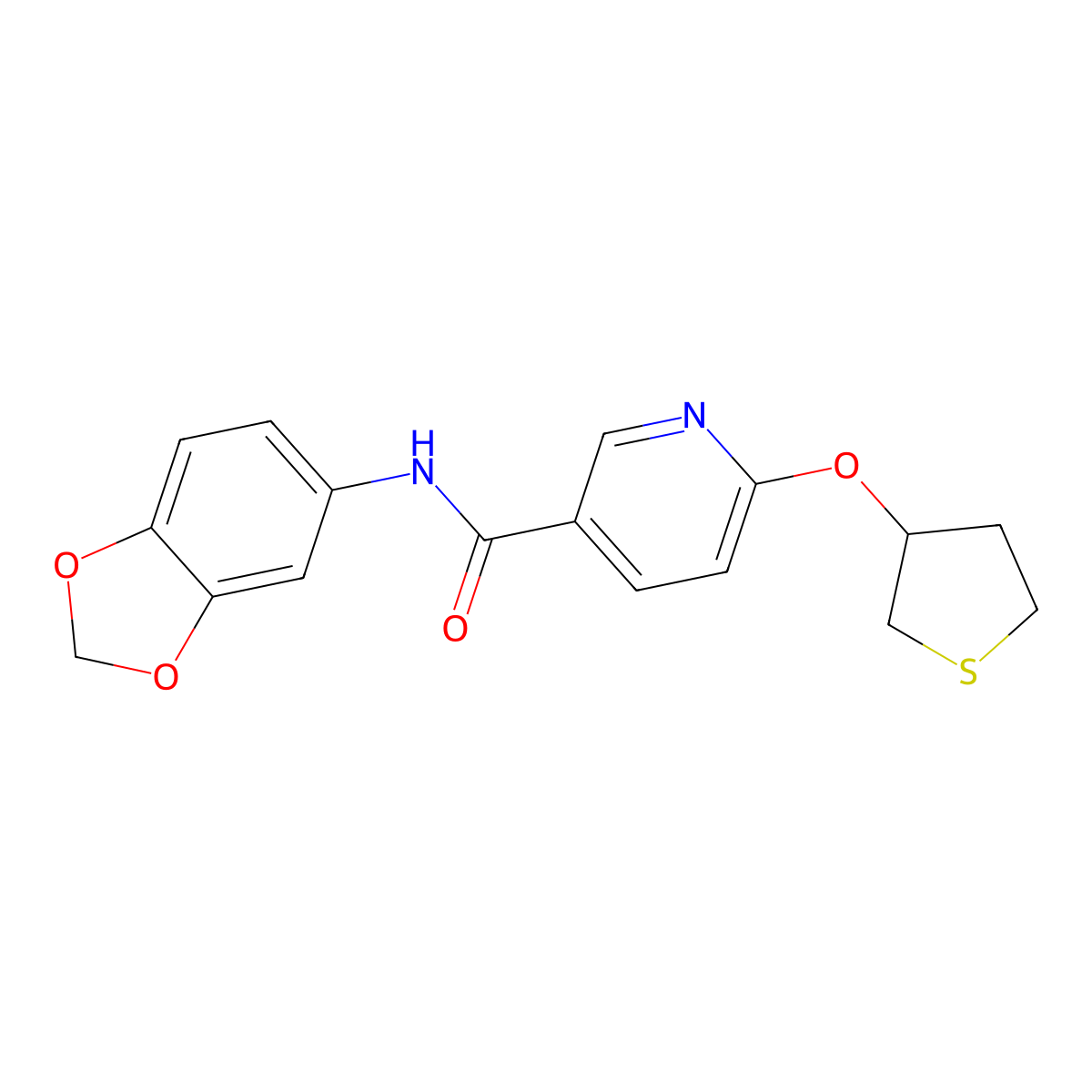 N-(benzo[d][1,3]dioxol-5-yl)-6-((tetrahydrothiophen-3-yl)oxy)nicotinamide molecular structure, CAS 2034272-87-0