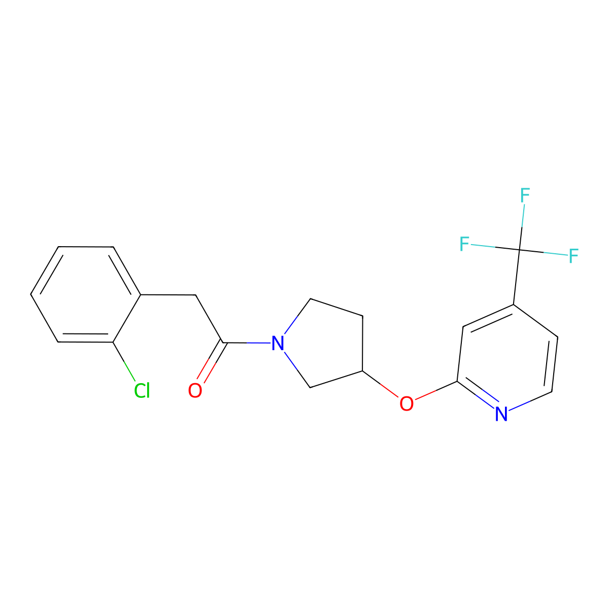 2-(2-Chlorophenyl)-1-(3-((4-(trifluoromethyl)pyridin-2-yl)oxy)pyrrolidin-1-yl)ethanone molecular structure, CAS 2034272-94-9