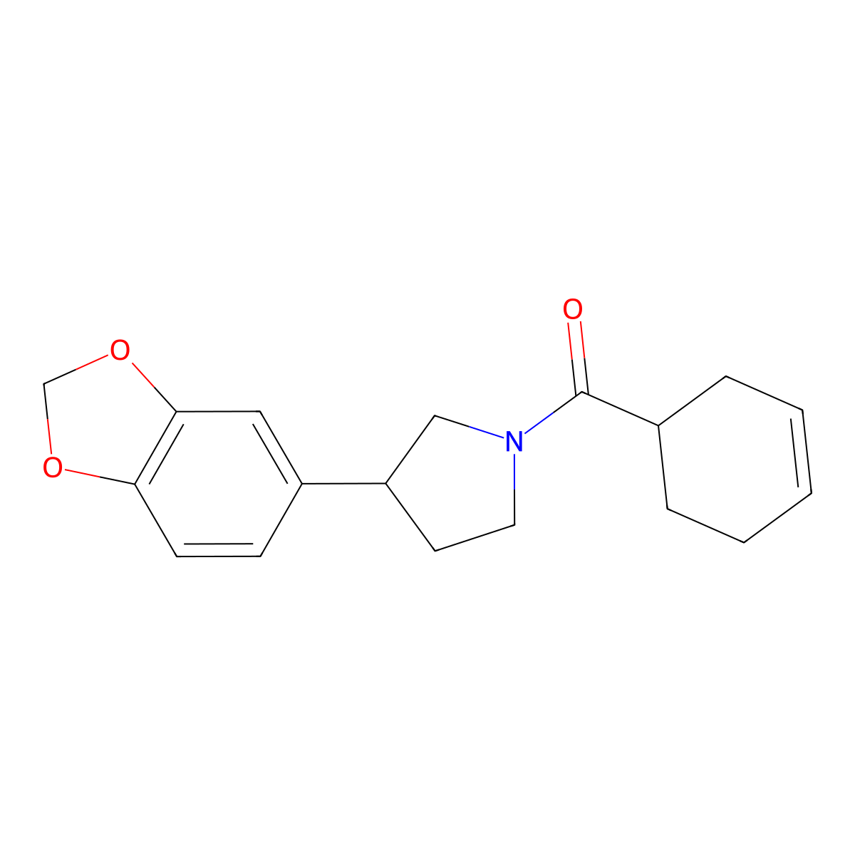 (3-(Benzo[d][1,3]dioxol-5-yl)pyrrolidin-1-yl)(cyclohex-3-en-1-yl)methanone molecular structure, CAS 2034273-04-4