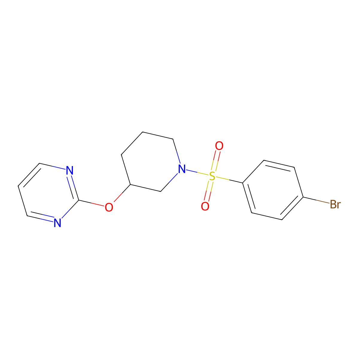 2-((1-((4-Bromophenyl)sulfonyl)piperidin-3-yl)oxy)pyrimidine molecular structure, CAS 2034273-07-7