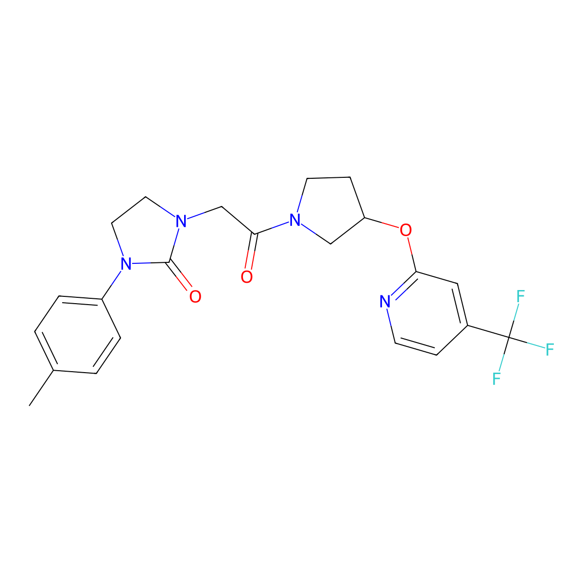 1-(2-Oxo-2-(3-((4-(trifluoromethyl)pyridin-2-yl)oxy)pyrrolidin-1-yl)ethyl)-3-(p-tolyl)imidazolidin-2-one molecular structure, CAS 2034273-14-6