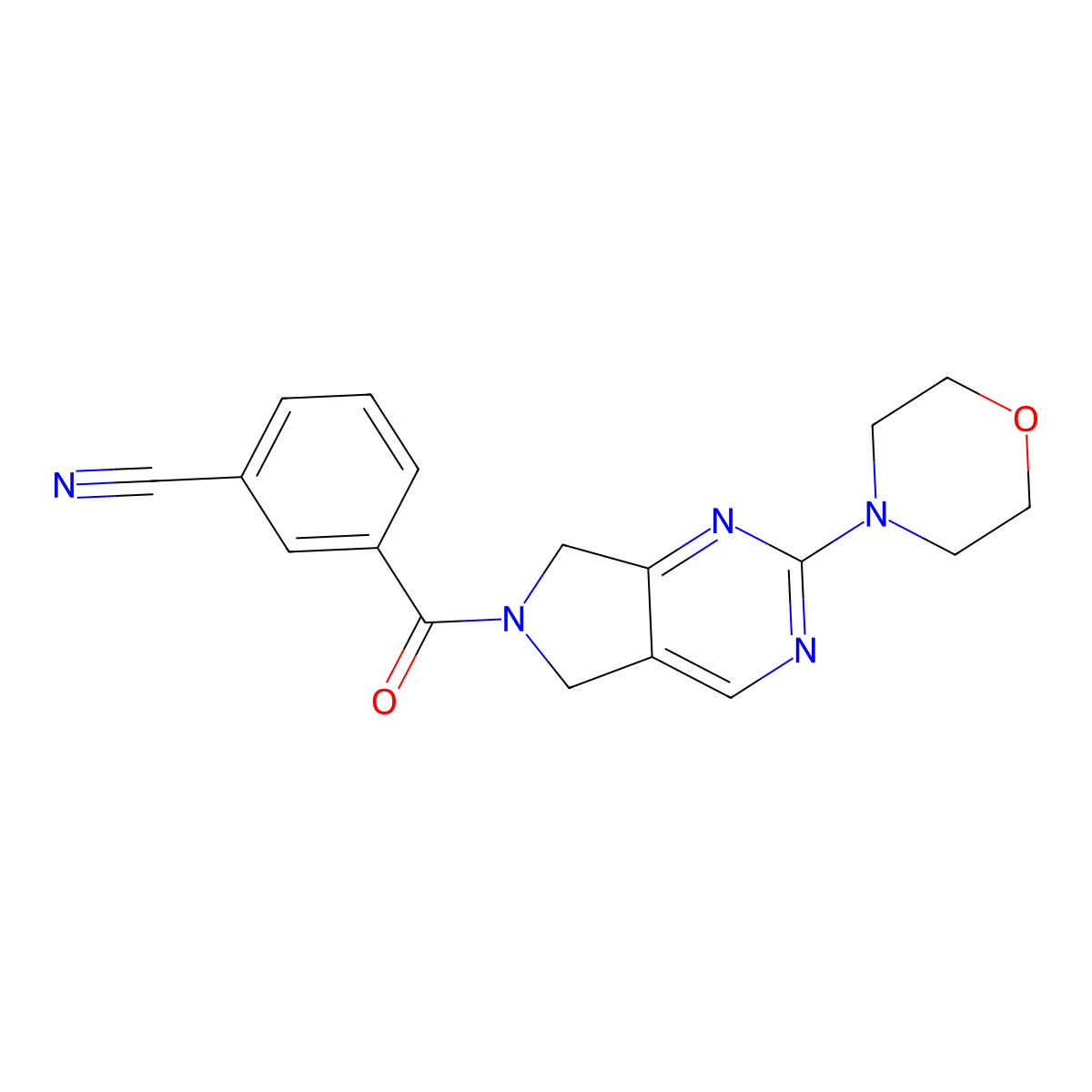 3-(2-morpholino-6,7-dihydro-5H-pyrrolo[3,4-d]pyrimidine-6-carbonyl)benzonitrile molecular structure, CAS 2034273-16-8