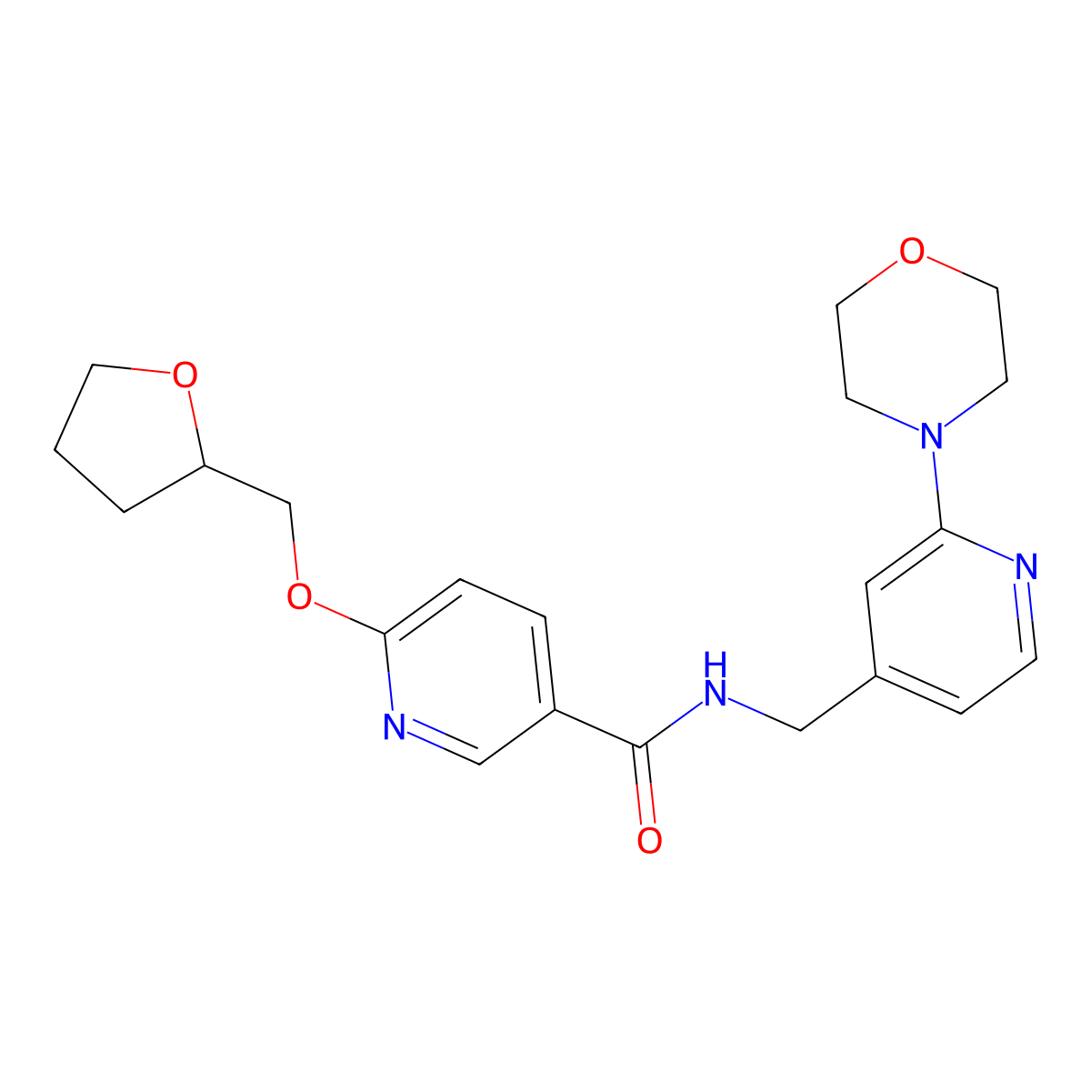 N-((2-morpholinopyridin-4-yl)methyl)-6-((tetrahydrofuran-2-yl)methoxy)nicotinamide molecular structure, CAS 2034273-28-2
