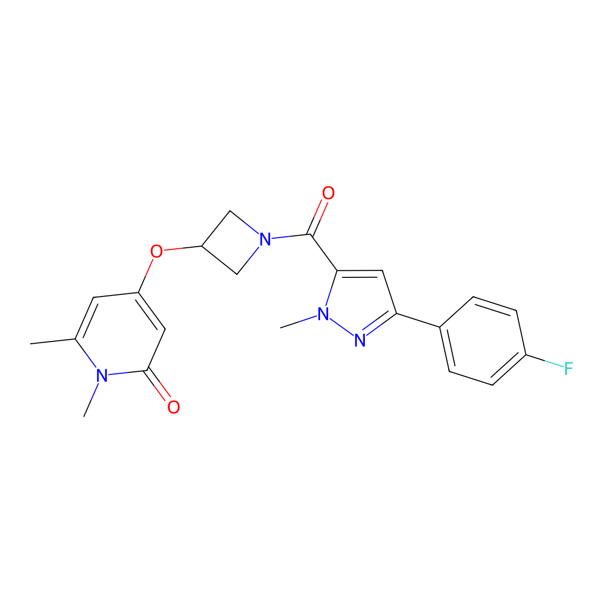 4-((1-(3-(4-fluorophenyl)-1-methyl-1H-pyrazole-5-carbonyl)azetidin-3-yl)oxy)-1,6-dimethylpyridin-2(1H)-one molecular structure, CAS 2034273-32-8