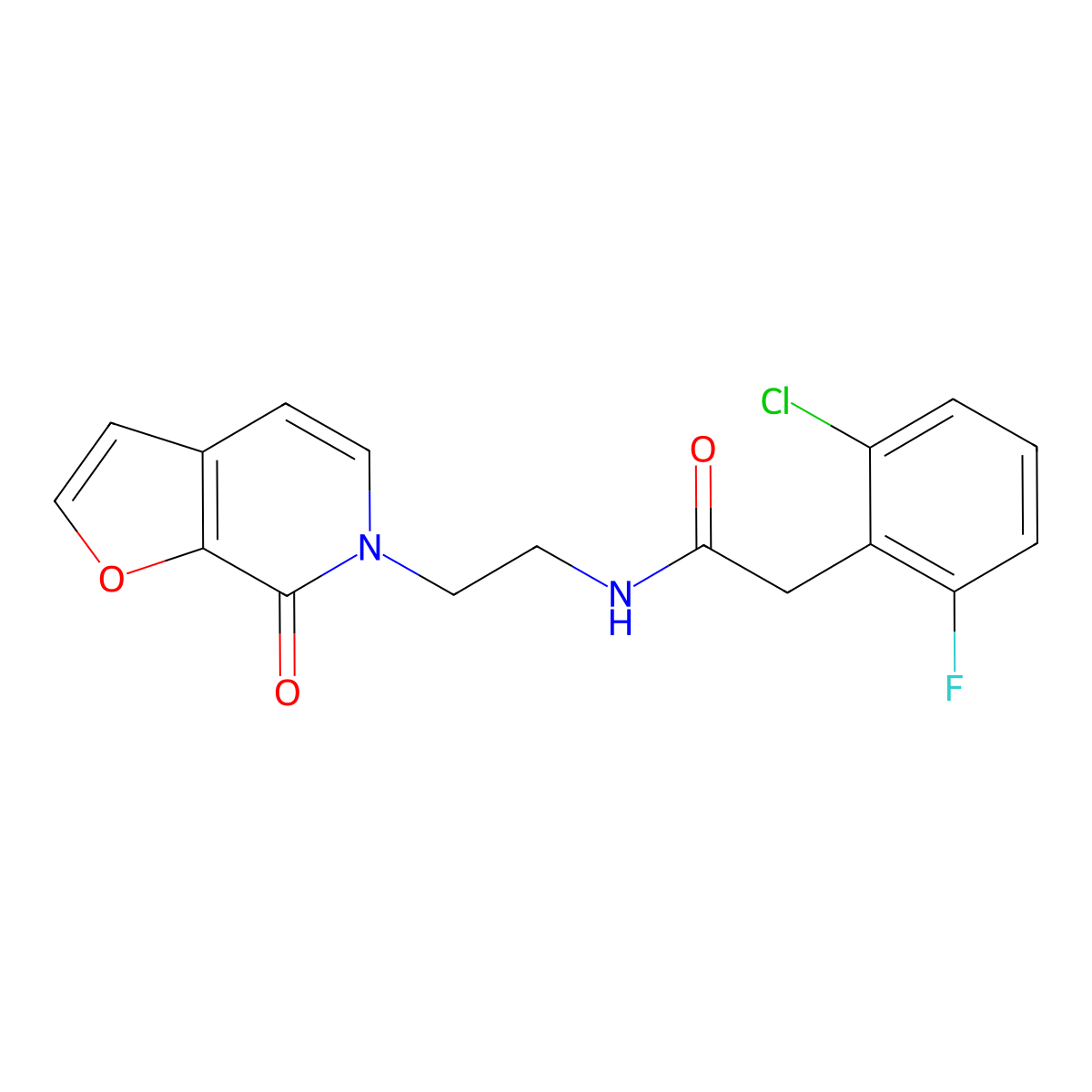 2-(2-chloro-6-fluorophenyl)-N-(2-(7-oxofuro[2,3-c]pyridin-6(7H)-yl)ethyl)acetamide molecular structure, CAS 2034273-33-9