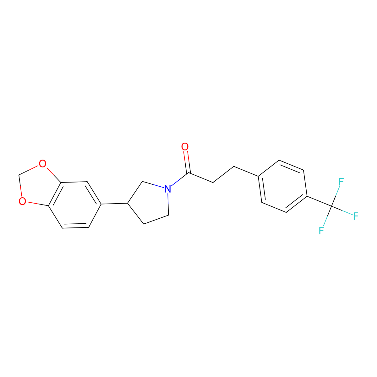 1-(3-(Benzo[d][1,3]dioxol-5-yl)pyrrolidin-1-yl)-3-(4-(trifluoromethyl)phenyl)propan-1-one molecular structure, CAS 2034273-35-1