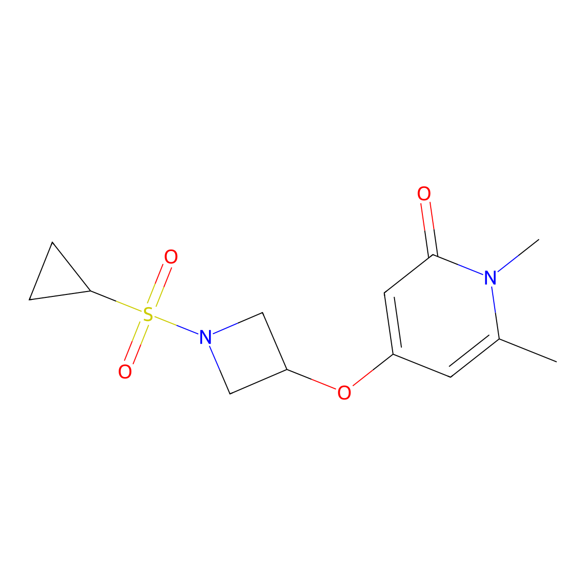 4-((1-(cyclopropylsulfonyl)azetidin-3-yl)oxy)-1,6-dimethylpyridin-2(1H)-one molecular structure, CAS 2034273-46-4