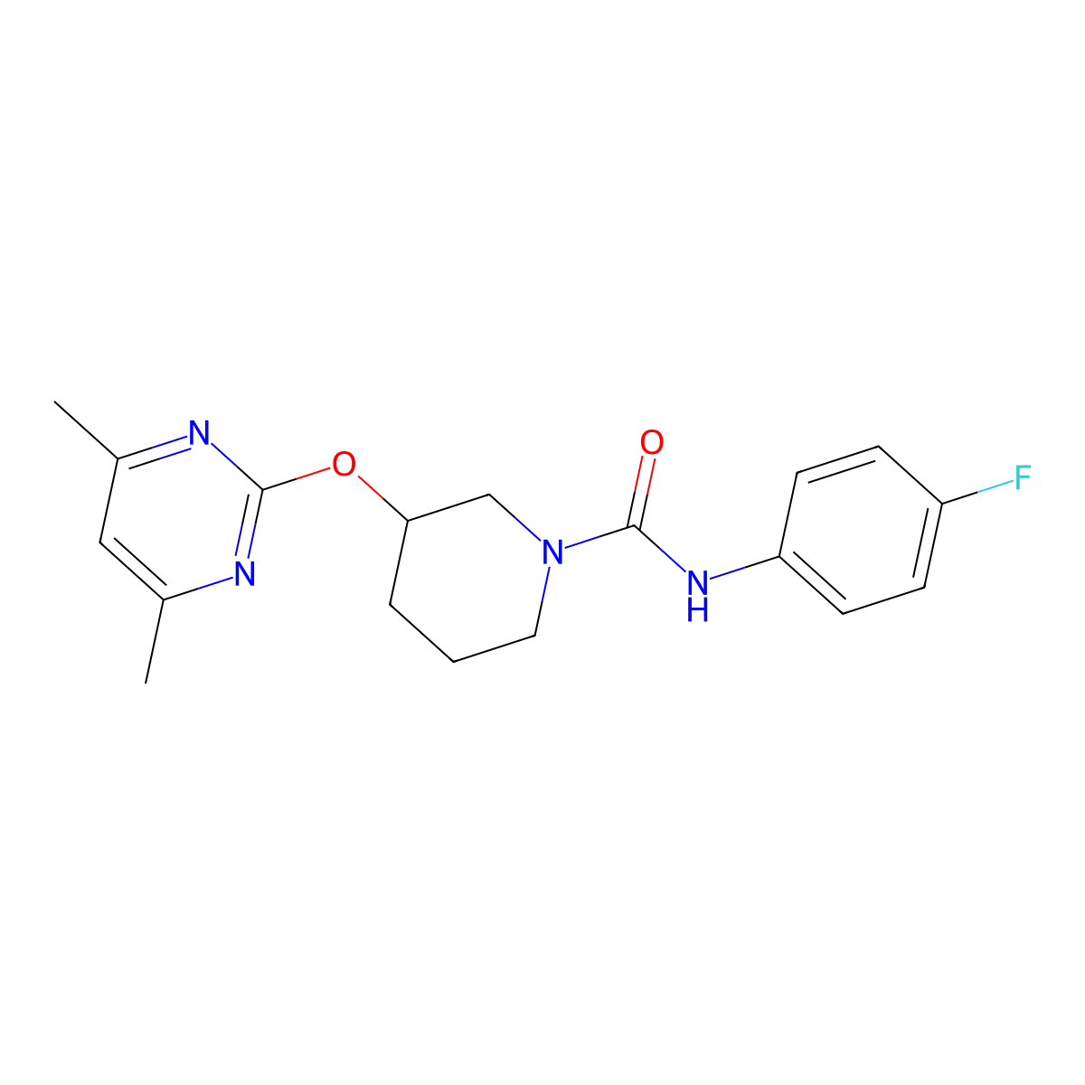 3-[(4,6-dimethylpyrimidin-2-yl)oxy]-N-(4-fluorophenyl)piperidine-1-carboxamide molecular structure, CAS 2034273-50-0