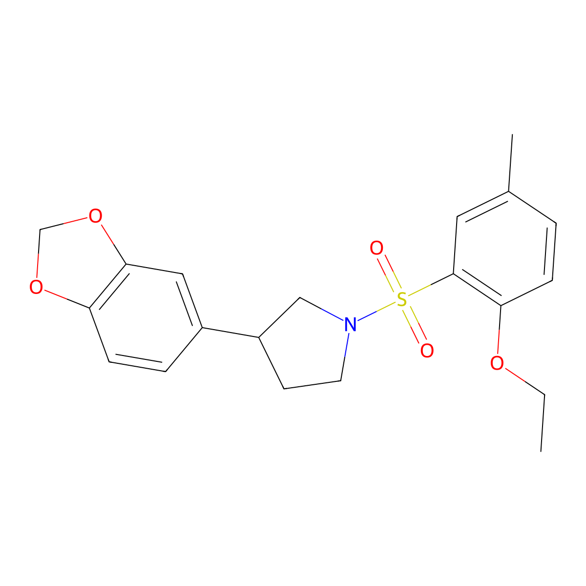 3-(Benzo[d][1,3]dioxol-5-yl)-1-((2-ethoxy-5-methylphenyl)sulfonyl)pyrrolidine molecular structure, CAS 2034273-52-2