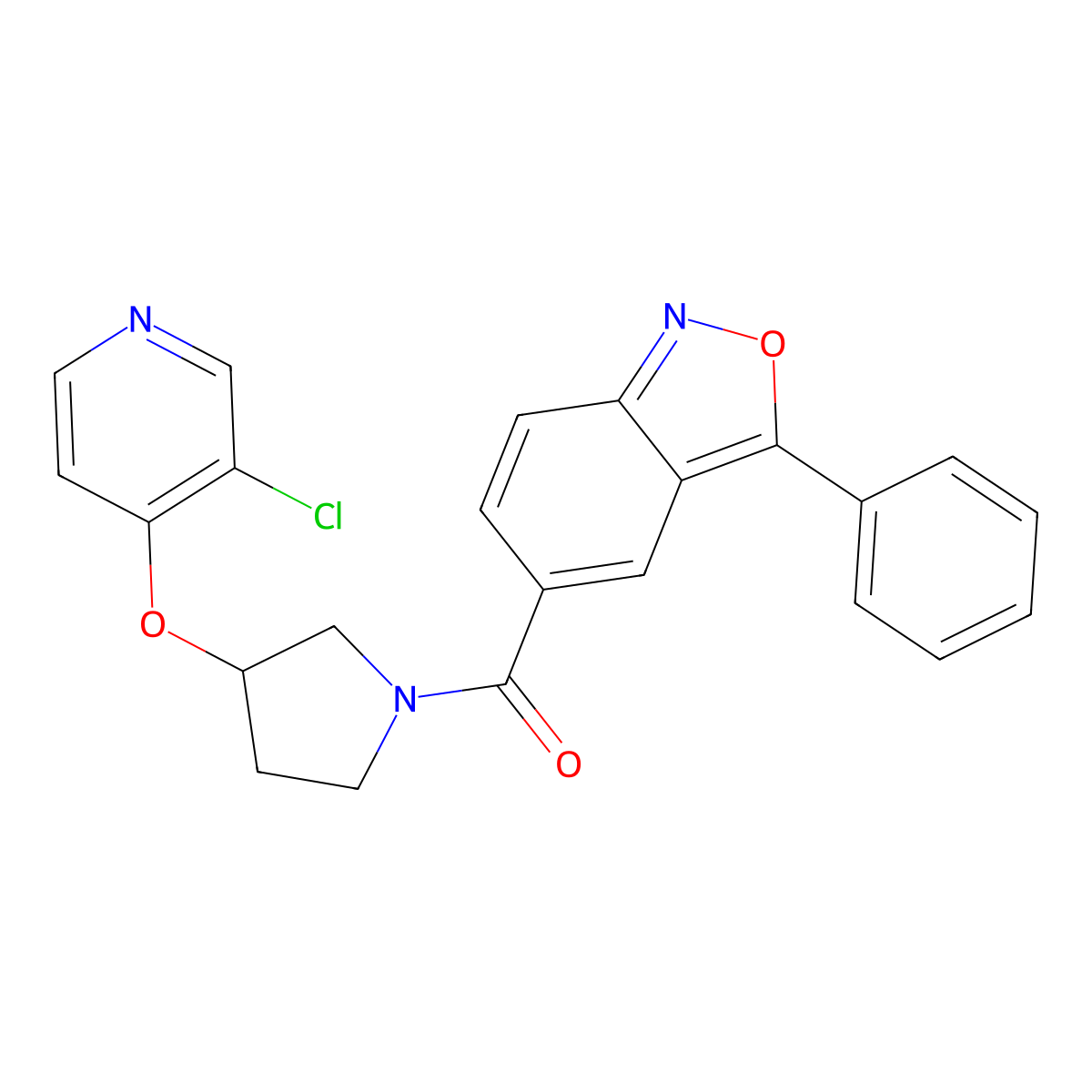 (3-((3-Chloropyridin-4-yl)oxy)pyrrolidin-1-yl)(3-phenylbenzo[c]isoxazol-5-yl)methanone molecular structure, CAS 2034273-55-5