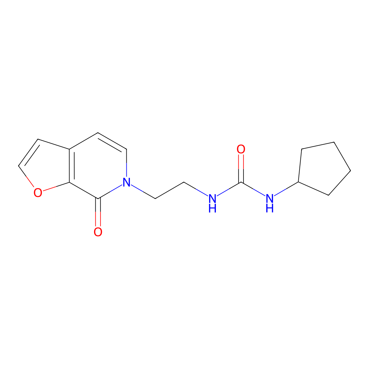 1-cyclopentyl-3-(2-(7-oxofuro[2,3-c]pyridin-6(7H)-yl)ethyl)urea molecular structure, CAS 2034273-58-8