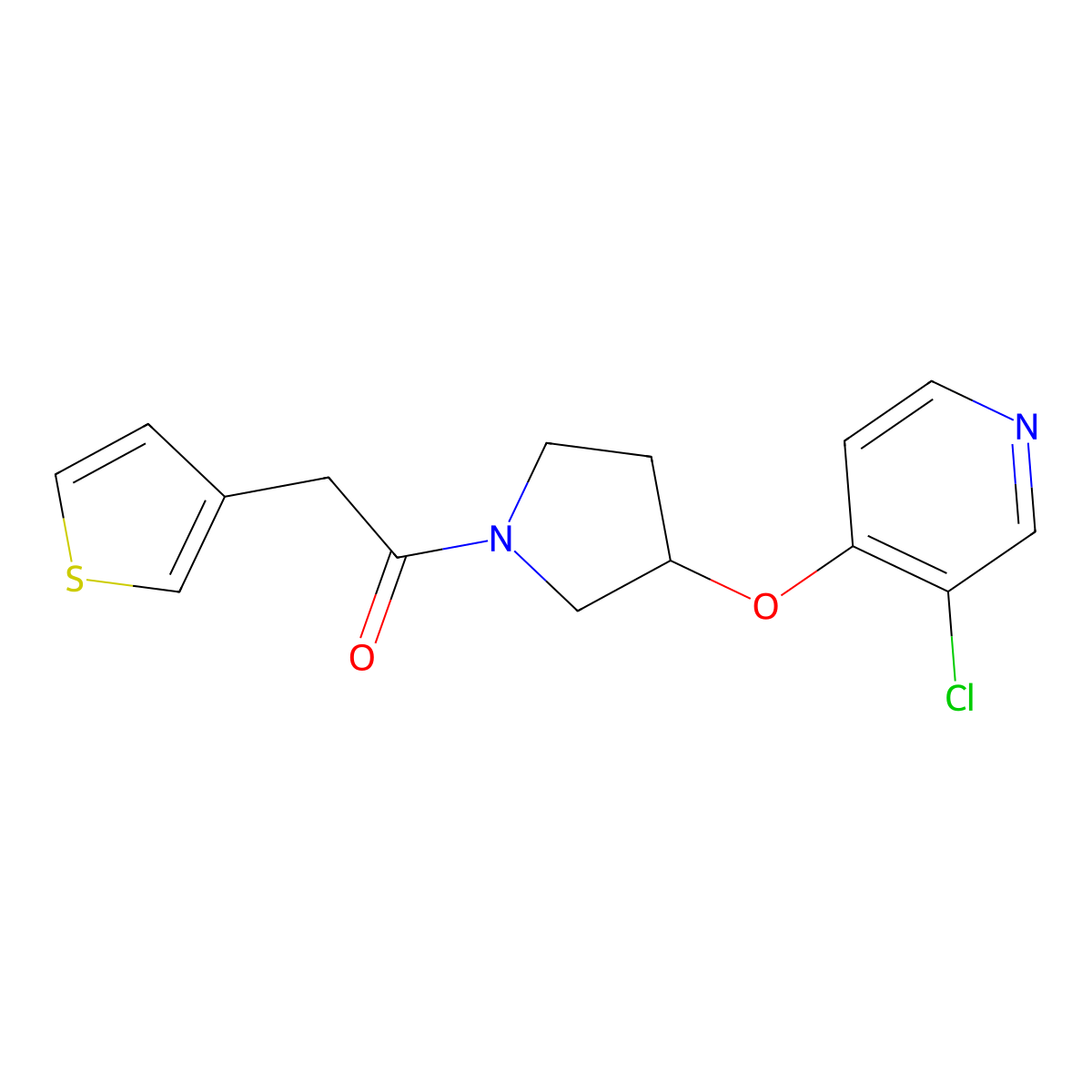 1-(3-((3-Chloropyridin-4-yl)oxy)pyrrolidin-1-yl)-2-(thiophen-3-yl)ethanone molecular structure, CAS 2034273-65-7