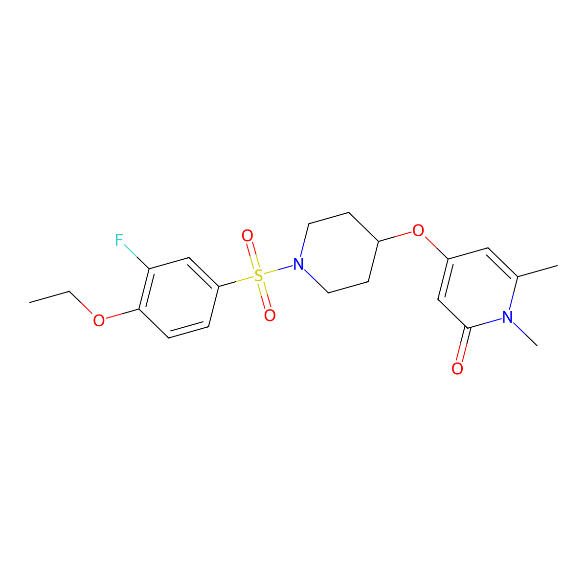 4-((1-((4-ethoxy-3-fluorophenyl)sulfonyl)piperidin-4-yl)oxy)-1,6-dimethylpyridin-2(1H)-one molecular structure, CAS 2034273-67-9