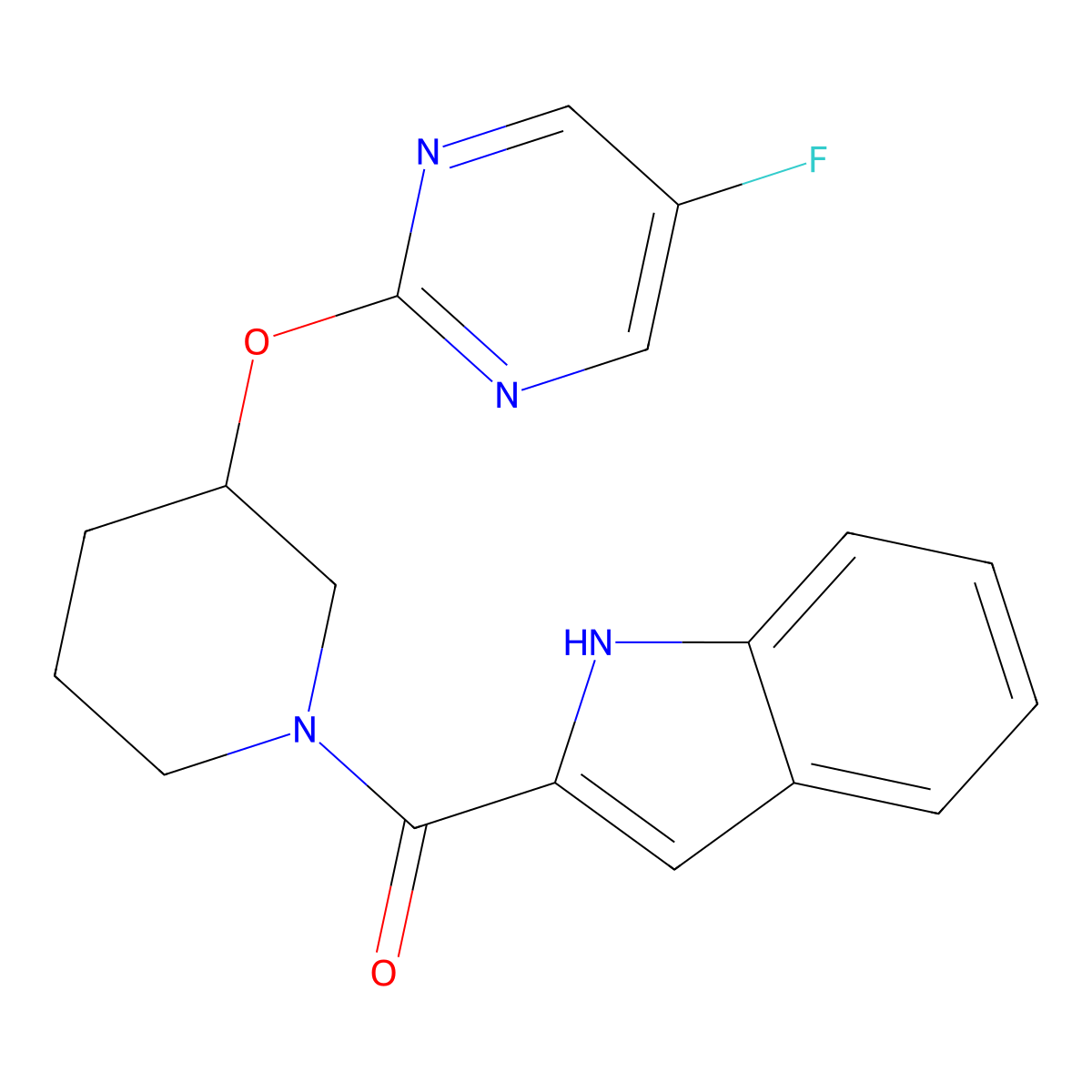 (3-((5-fluoropyrimidin-2-yl)oxy)piperidin-1-yl)(1H-indol-2-yl)methanone molecular structure, CAS 2034273-68-0