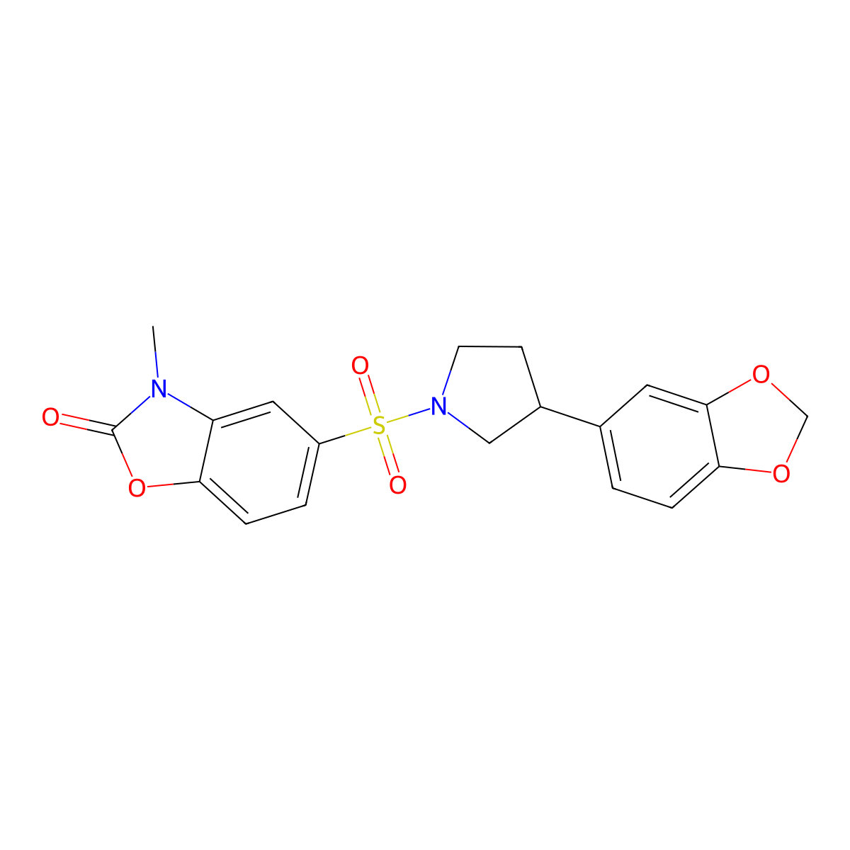 5-((3-(benzo[d][1,3]dioxol-5-yl)pyrrolidin-1-yl)sulfonyl)-3-methylbenzo[d]oxazol-2(3H)-one molecular structure, CAS 2034273-73-7