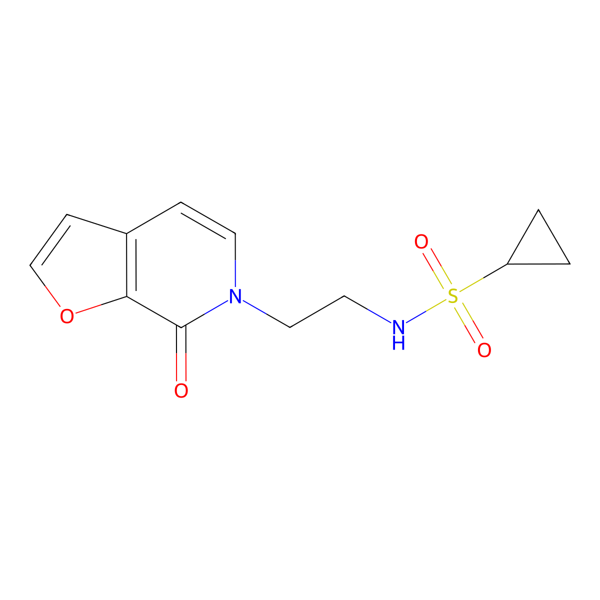 N-(2-(7-oxofuro[2,3-c]pyridin-6(7H)-yl)ethyl)cyclopropanesulfonamide molecular structure, CAS 2034273-77-1