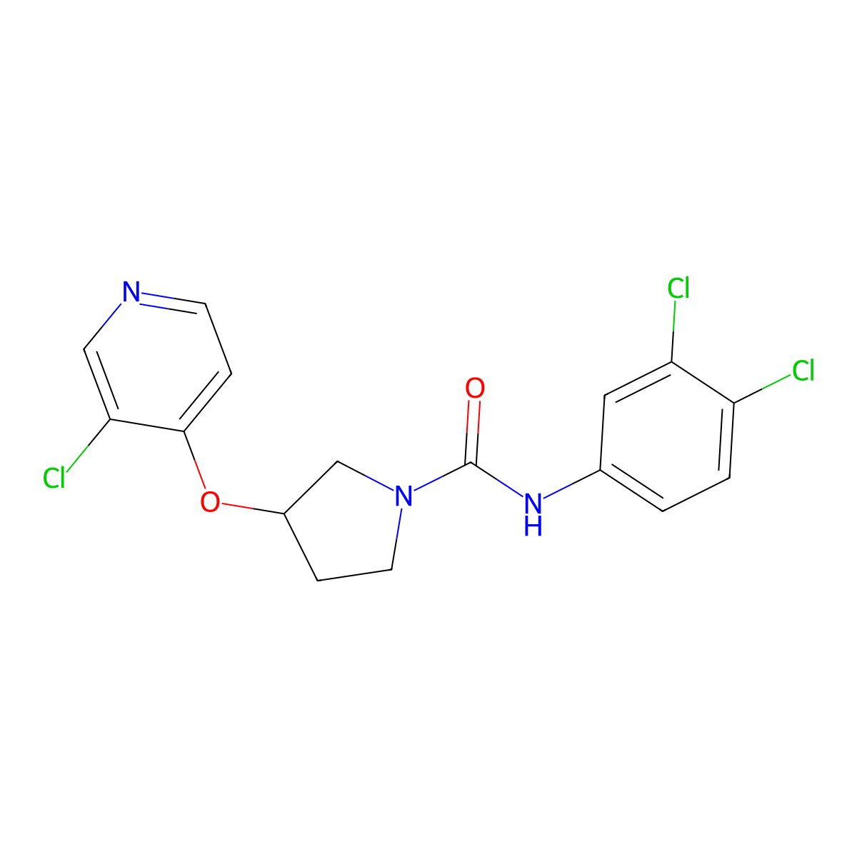3-((3-chloropyridin-4-yl)oxy)-N-(3,4-dichlorophenyl)pyrrolidine-1-carboxamide molecular structure, CAS 2034273-80-6