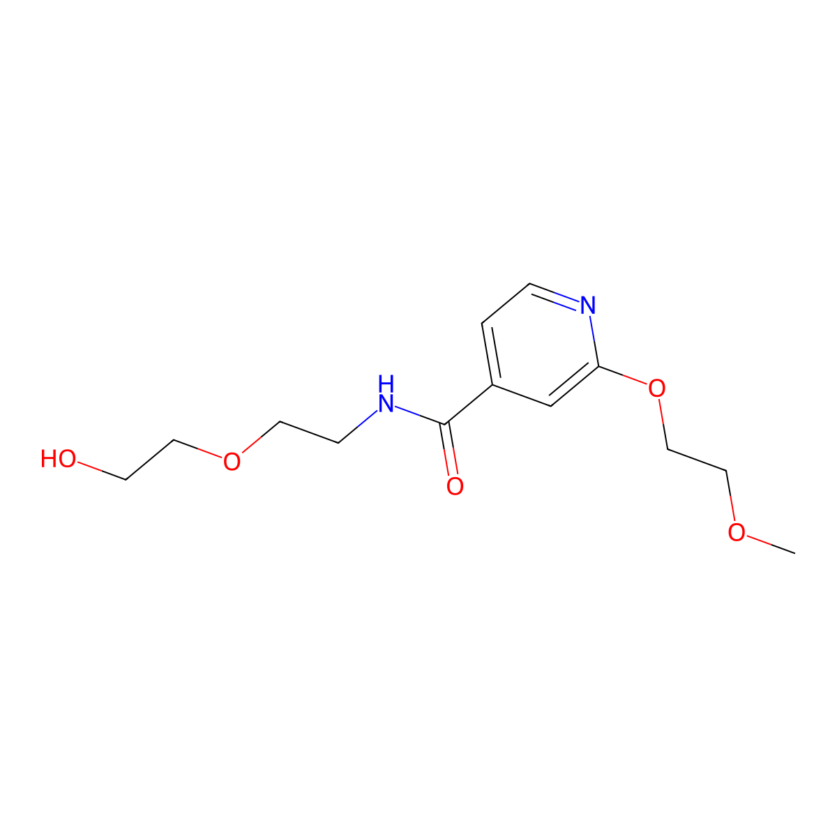 N-(2-(2-hydroxyethoxy)ethyl)-2-(2-methoxyethoxy)isonicotinamide molecular structure, CAS 2034273-89-5