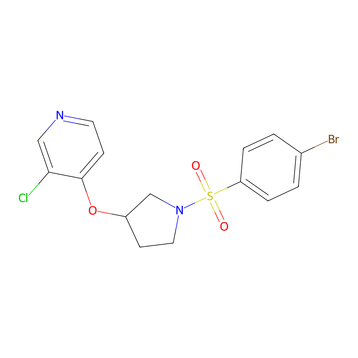 4-((1-((4-Bromophenyl)sulfonyl)pyrrolidin-3-yl)oxy)-3-chloropyridine molecular structure, CAS 2034273-90-8