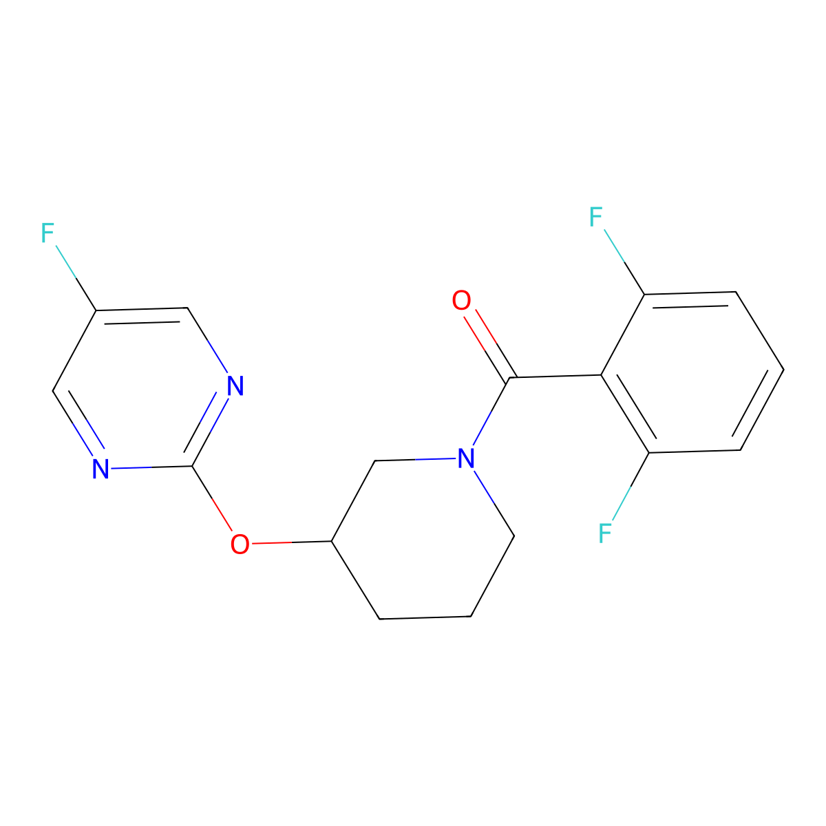 (2,6-Difluorophenyl)(3-((5-fluoropyrimidin-2-yl)oxy)piperidin-1-yl)methanone molecular structure, CAS 2034273-91-9