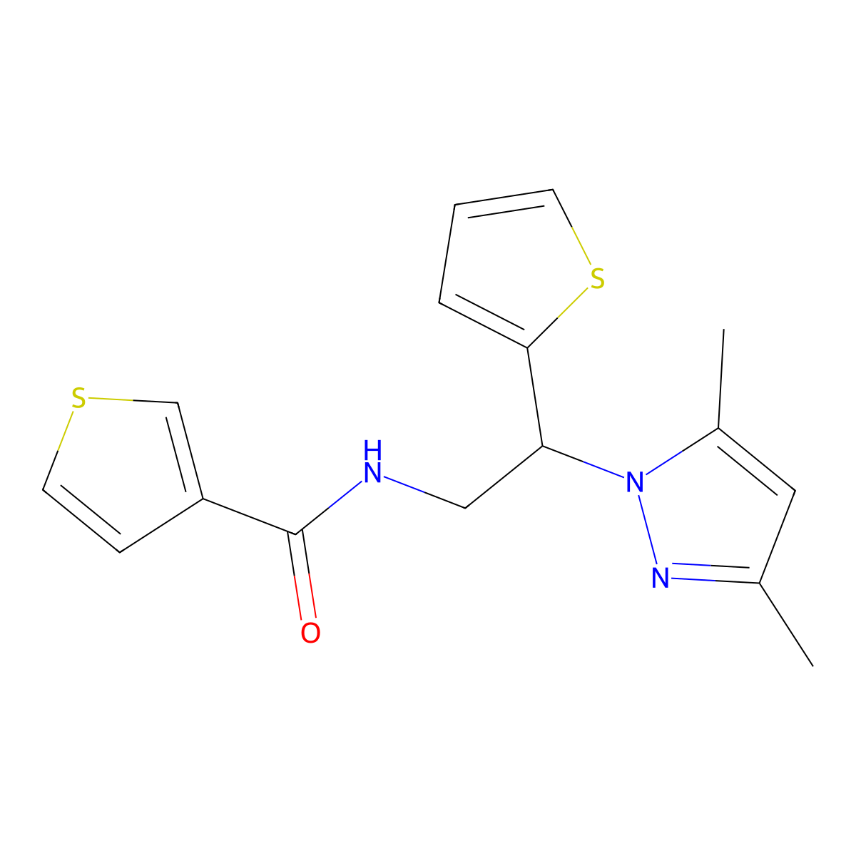 N-[2-(3,5-dimethyl-1H-pyrazol-1-yl)-2-(thiophen-2-yl)ethyl]thiophene-3-carboxamide molecular structure, CAS 2034273-92-0