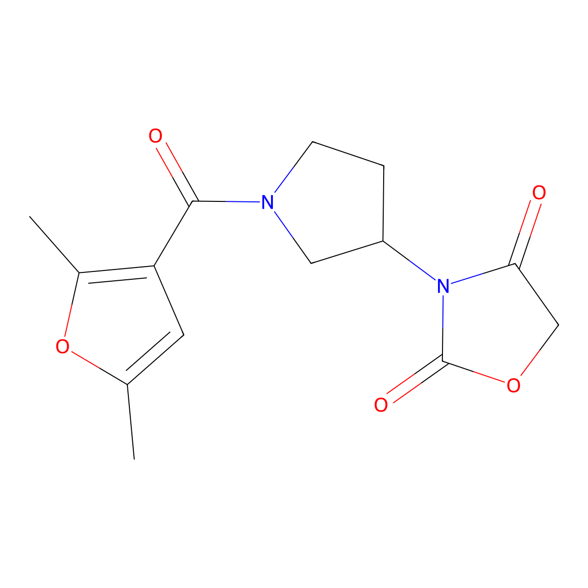 3-(1-(2,5-Dimethylfuran-3-carbonyl)pyrrolidin-3-yl)oxazolidine-2,4-dione molecular structure, CAS 2034273-97-5