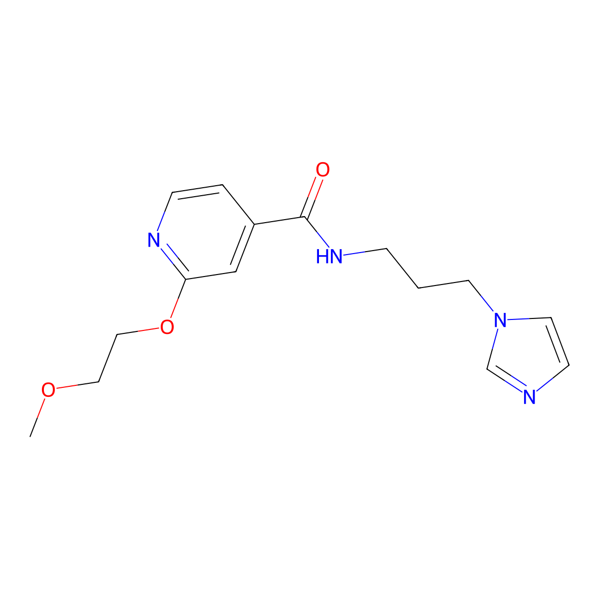 N-(3-(1H-imidazol-1-yl)propyl)-2-(2-methoxyethoxy)isonicotinamide molecular structure, CAS 2034274-02-5