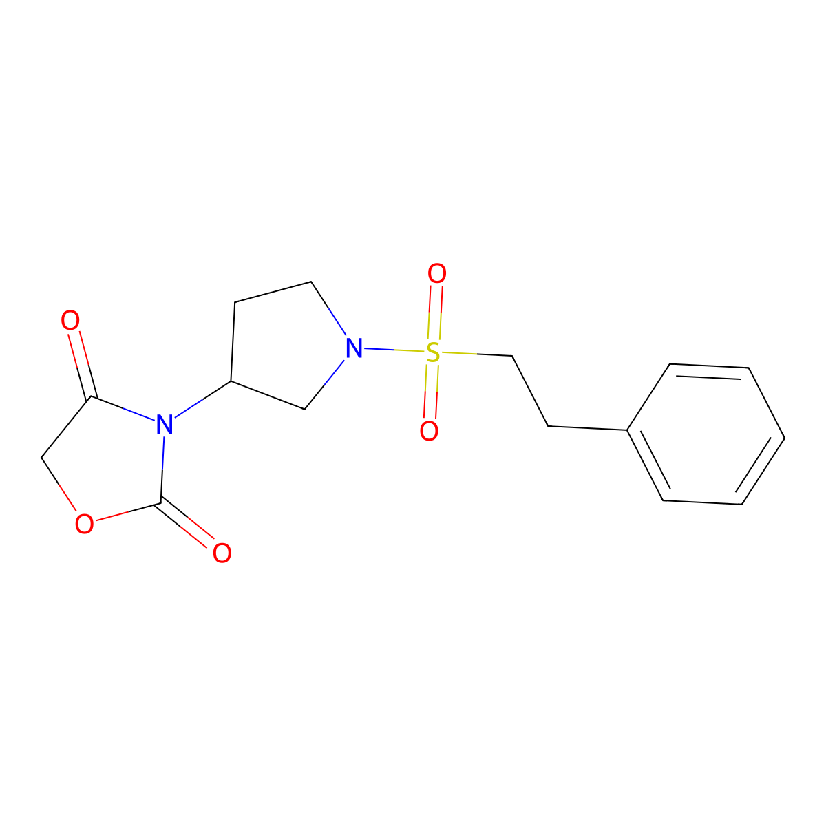 3-(1-(Phenethylsulfonyl)pyrrolidin-3-yl)oxazolidine-2,4-dione molecular structure, CAS 2034274-04-7