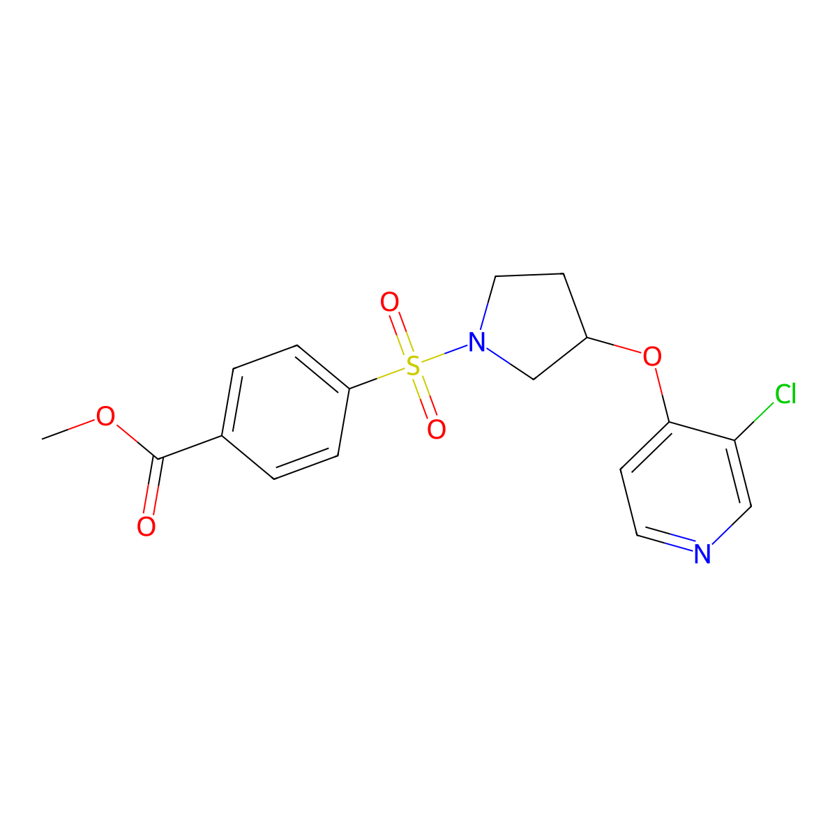 Methyl 4-((3-((3-chloropyridin-4-yl)oxy)pyrrolidin-1-yl)sulfonyl)benzoate molecular structure, CAS 2034274-05-8