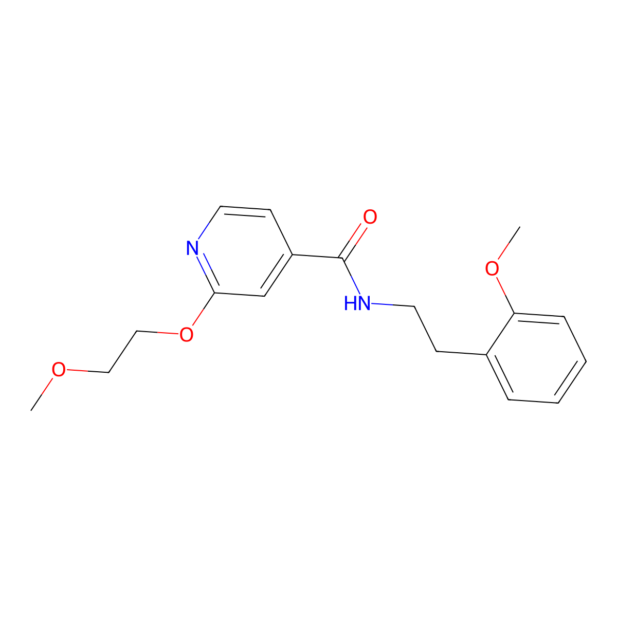 2-(2-methoxyethoxy)-N-(2-methoxyphenethyl)isonicotinamide molecular structure, CAS 2034274-09-2