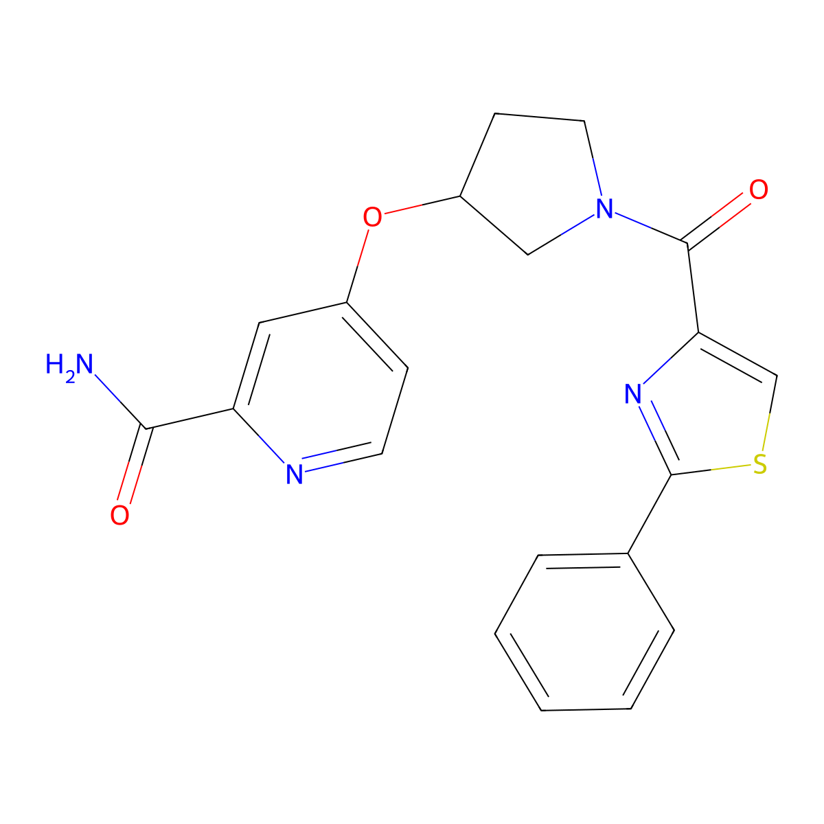 4-((1-(2-Phenylthiazole-4-carbonyl)pyrrolidin-3-yl)oxy)picolinamide molecular structure, CAS 2034274-19-4