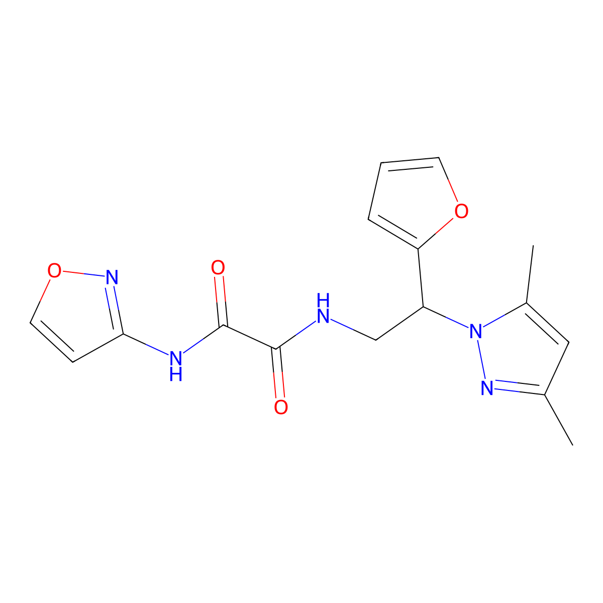 N1-(2-(3,5-dimethyl-1H-pyrazol-1-yl)-2-(furan-2-yl)ethyl)-N2-(isoxazol-3-yl)oxalamide molecular structure, CAS 2034274-21-8