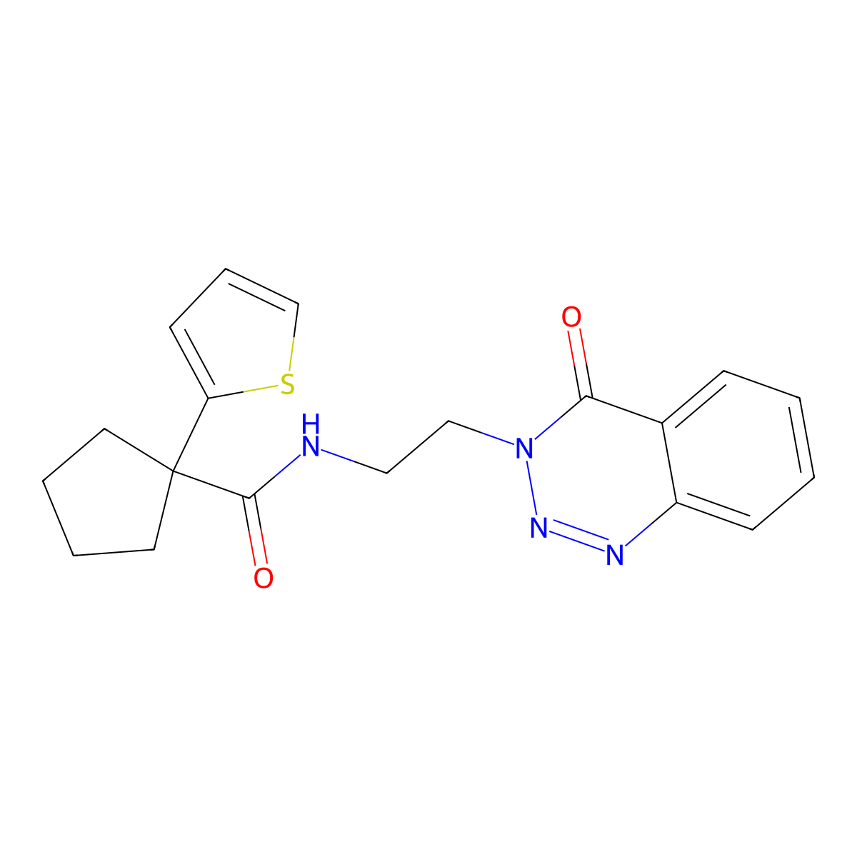 N-(2-(4-oxobenzo[d][1,2,3]triazin-3(4H)-yl)ethyl)-1-(thiophen-2-yl)cyclopentanecarboxamide molecular structure, CAS 2034274-22-9