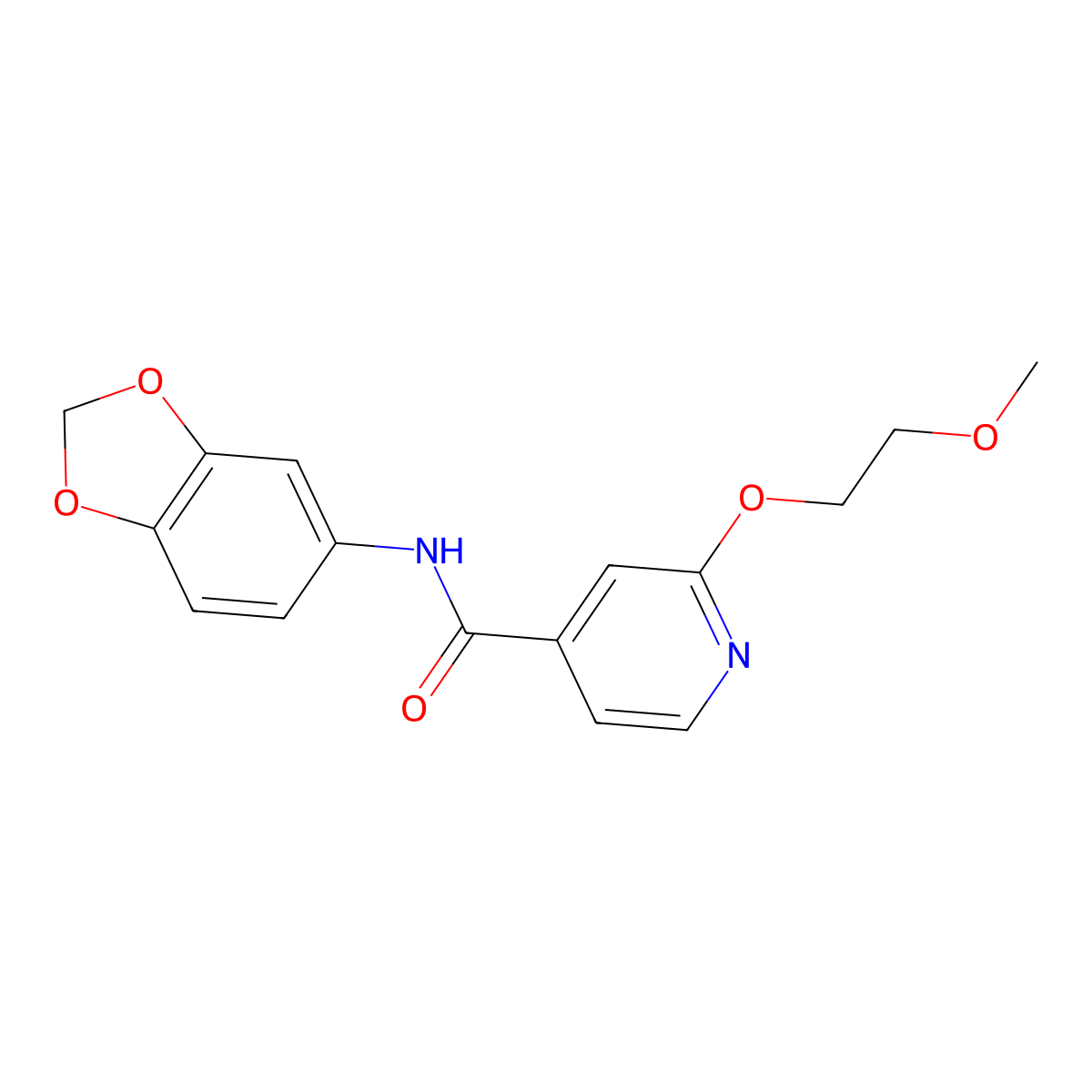 N-(benzo[d][1,3]dioxol-5-yl)-2-(2-methoxyethoxy)isonicotinamide molecular structure, CAS 2034274-27-4