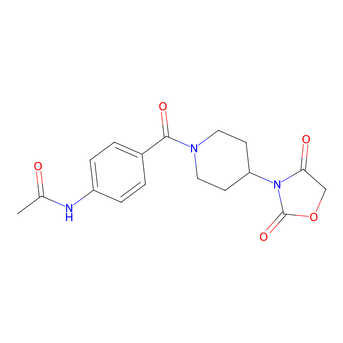 N-(4-(4-(2,4-dioxooxazolidin-3-yl)piperidine-1-carbonyl)phenyl)acetamide molecular structure, CAS 2034274-31-0