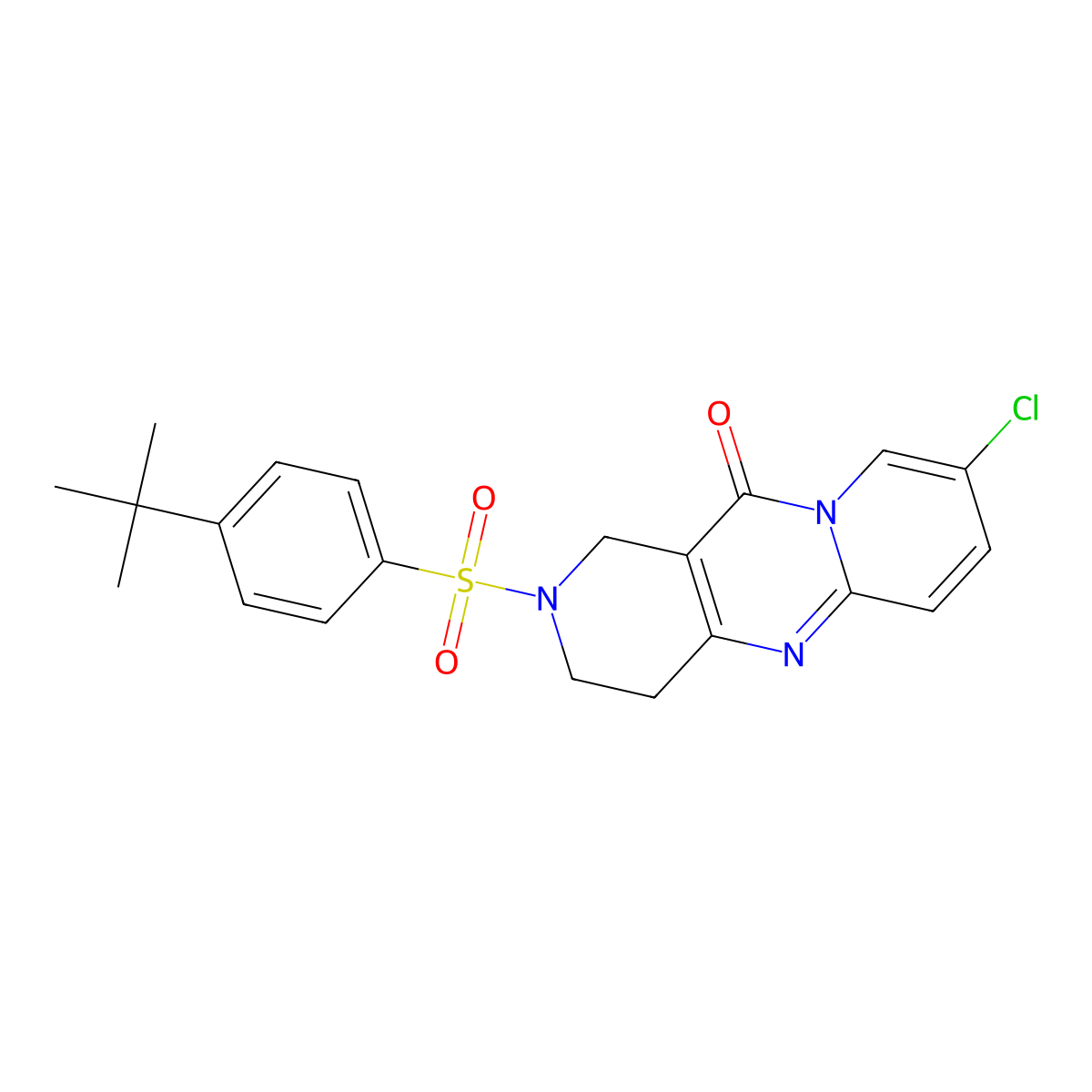 2-((4-(tert-butyl)phenyl)sulfonyl)-8-chloro-3,4-dihydro-1H-dipyrido[1,2-a:4',3'-d]pyrimidin-11(2H)-one molecular structure, CAS 2034274-35-4