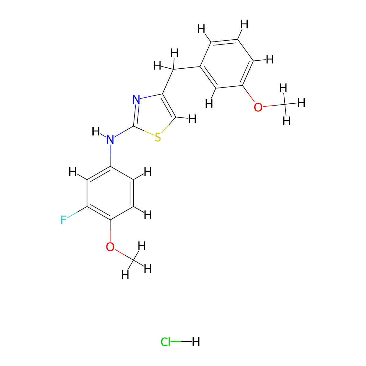 N-(3-fluoro-4-methoxyphenyl)-4-(3-methoxybenzyl)thiazol-2-amine hydrochloride molecular structure, CAS 2034274-36-5