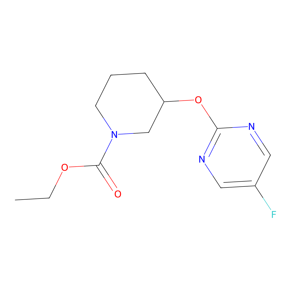 Ethyl 3-((5-fluoropyrimidin-2-yl)oxy)piperidine-1-carboxylate molecular structure, CAS 2034274-40-1