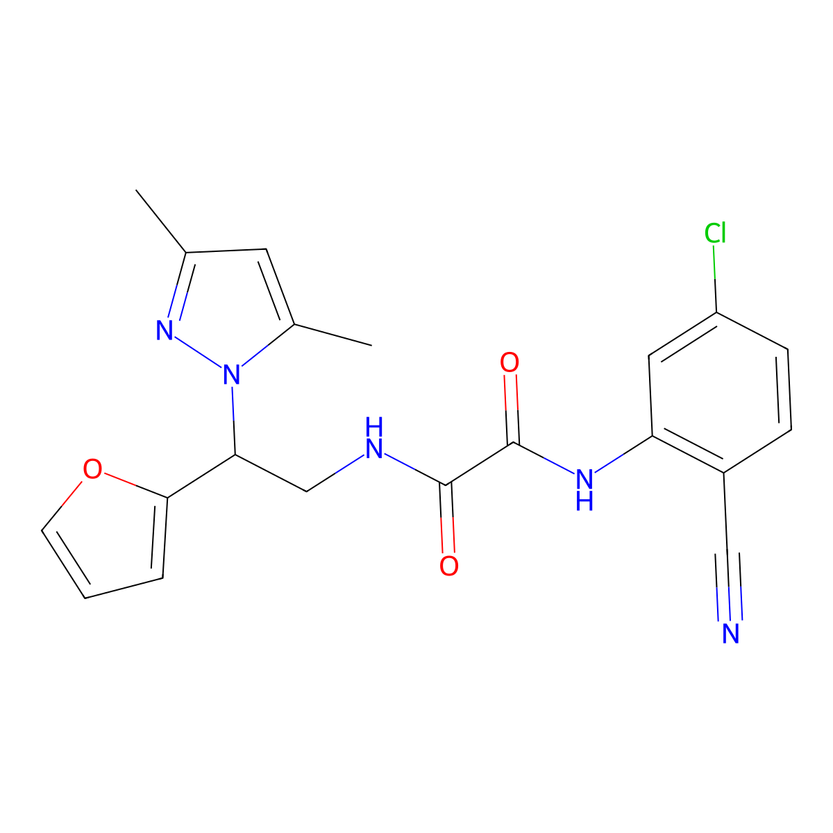 N1-(5-chloro-2-cyanophenyl)-N2-(2-(3,5-dimethyl-1H-pyrazol-1-yl)-2-(furan-2-yl)ethyl)oxalamide molecular structure, CAS 2034274-45-6