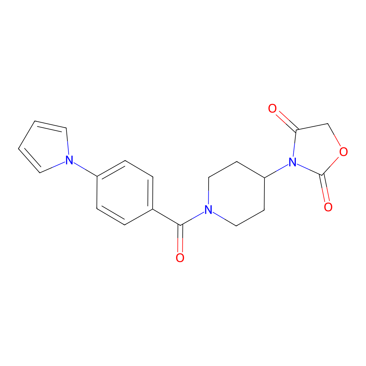 3-(1-(4-(1H-pyrrol-1-yl)benzoyl)piperidin-4-yl)oxazolidine-2,4-dione molecular structure, CAS 2034274-48-9