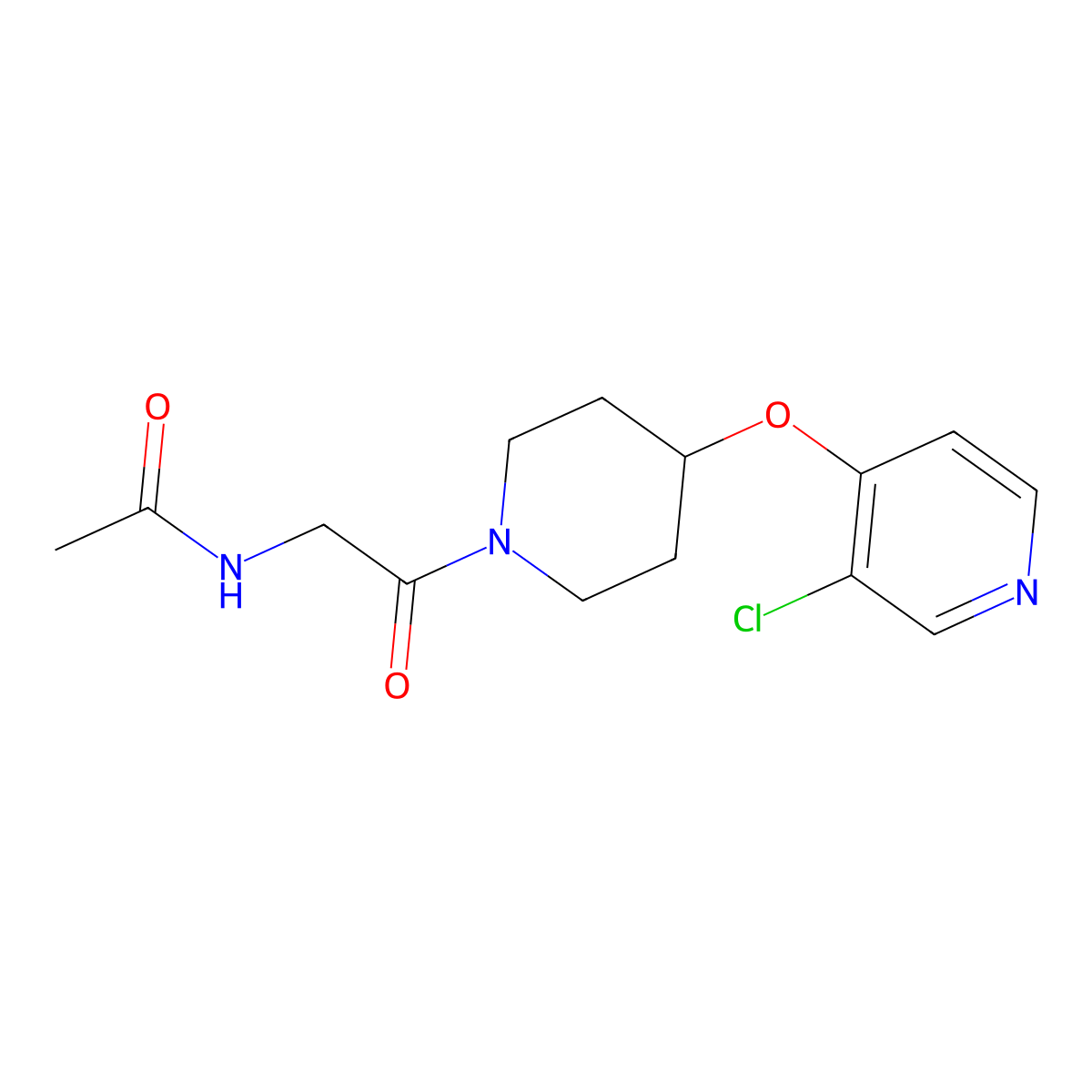 N-(2-(4-((3-chloropyridin-4-yl)oxy)piperidin-1-yl)-2-oxoethyl)acetamide molecular structure, CAS 2034274-51-4
