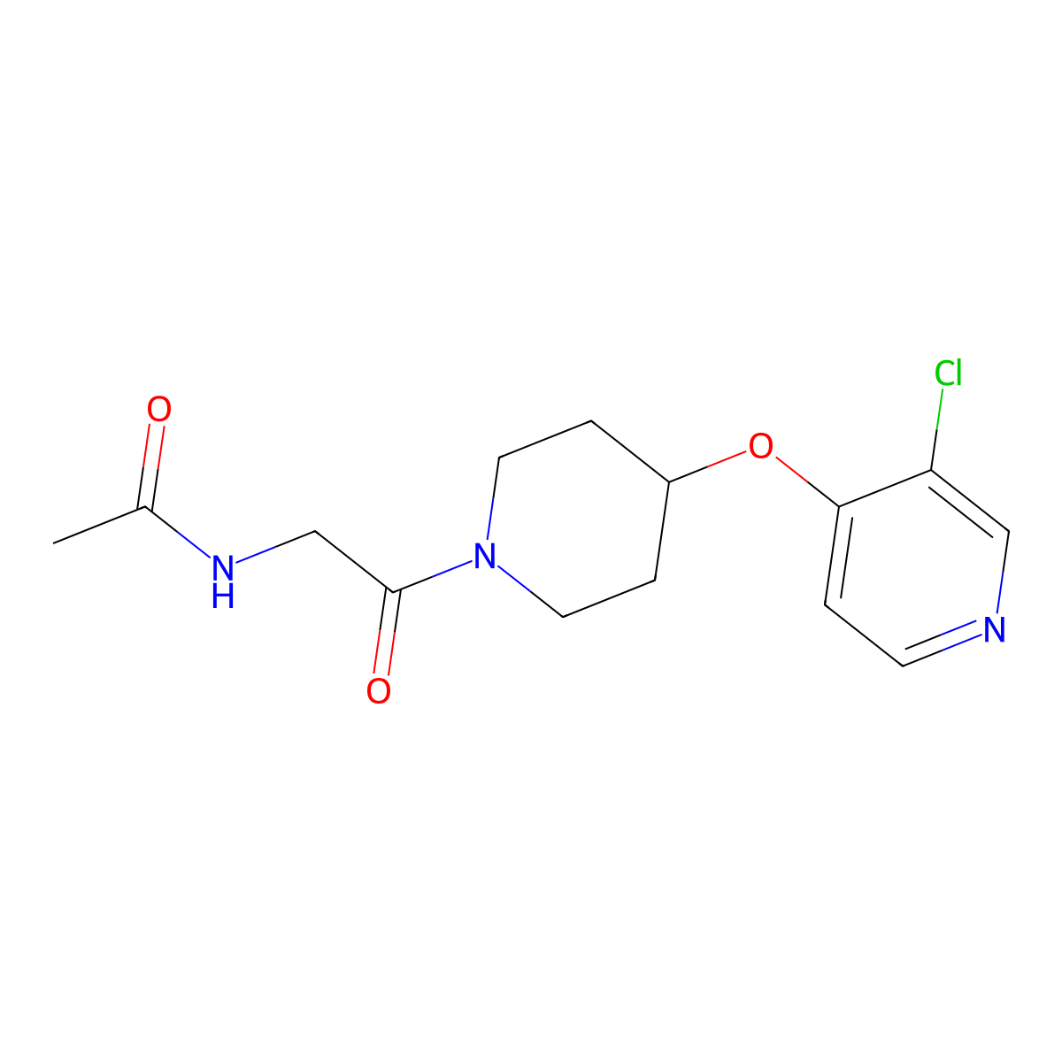 N-(2-(4-((3-chloropyridin-4-yl)oxy)piperidin-1-yl)-2-oxoethyl)acetamide molecular structure, CAS 2034274-51-4