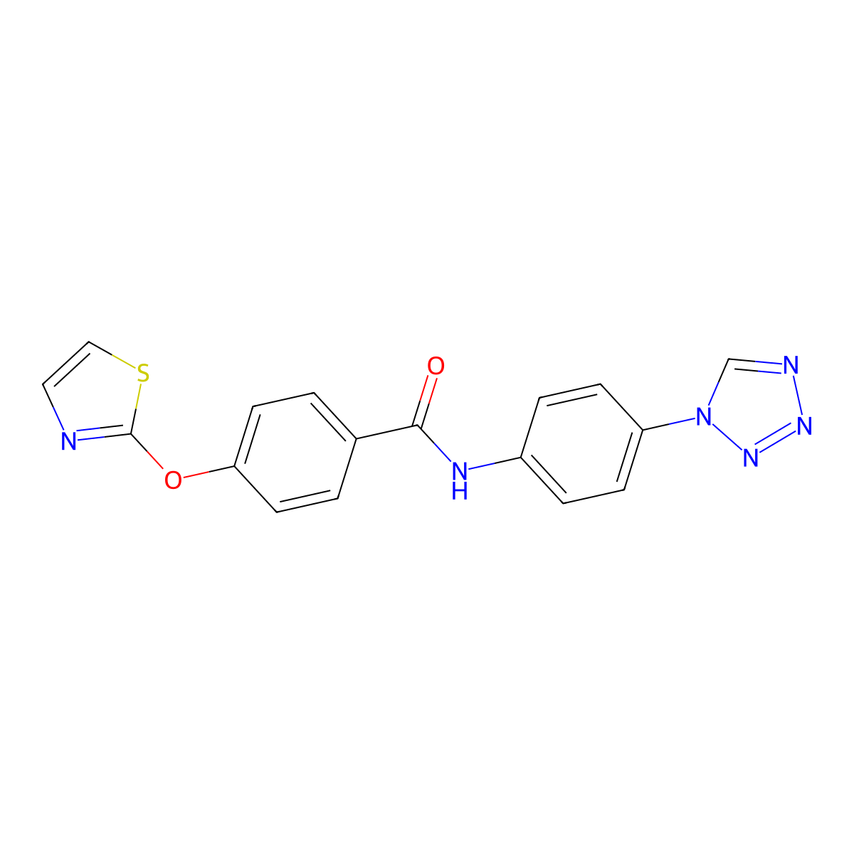 N-(4-(1H-tetrazol-1-yl)phenyl)-4-(thiazol-2-yloxy)benzamide molecular structure, CAS 2034274-55-8