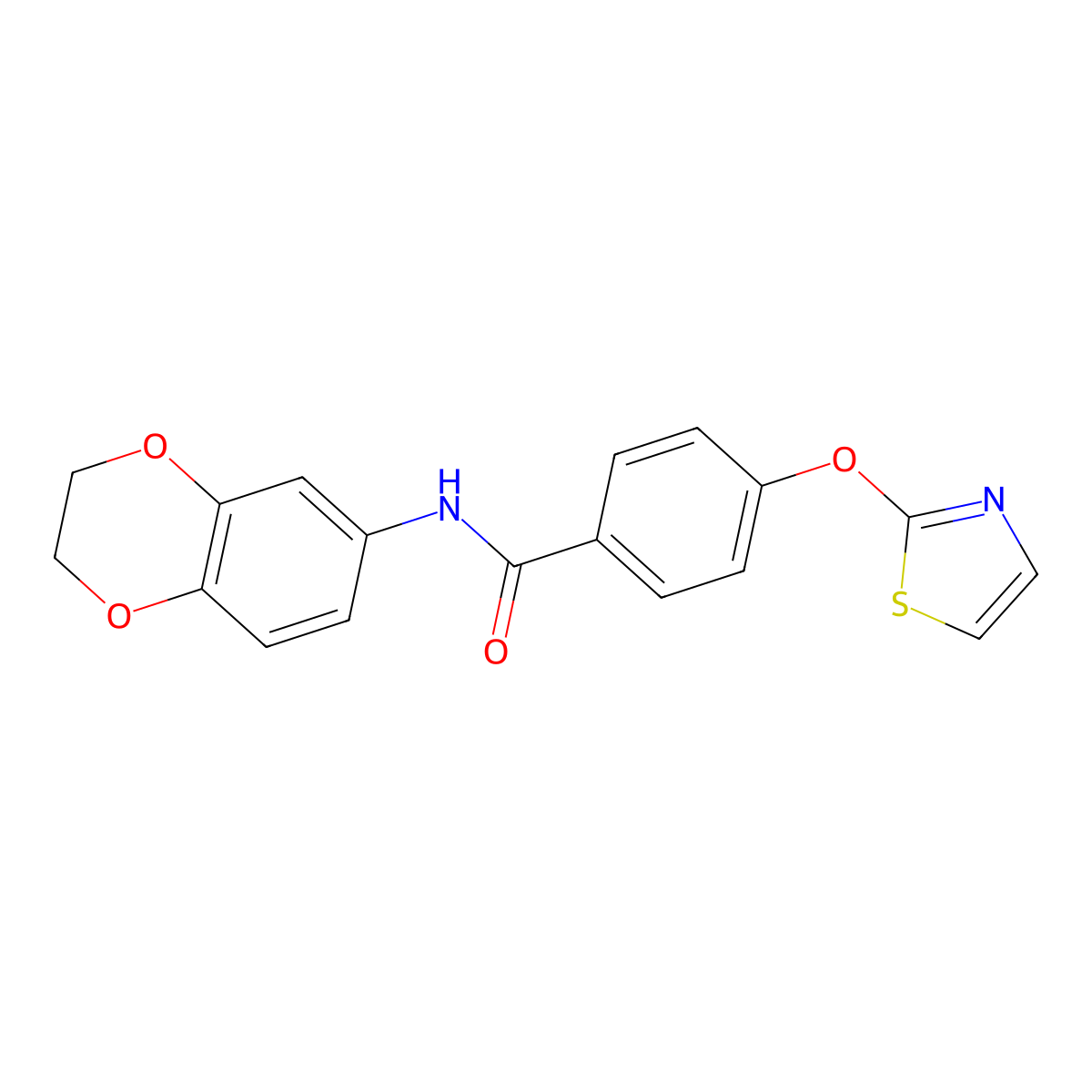 N-(2,3-dihydrobenzo[b][1,4]dioxin-6-yl)-4-(thiazol-2-yloxy)benzamide molecular structure, CAS 2034274-67-2