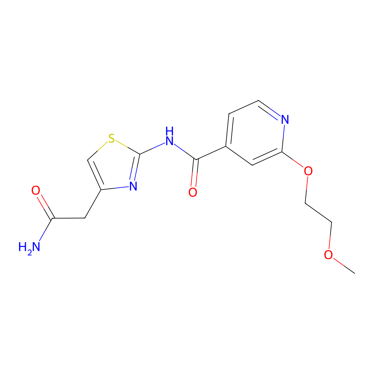 N-(4-(2-amino-2-oxoethyl)thiazol-2-yl)-2-(2-methoxyethoxy)isonicotinamide molecular structure, CAS 2034274-68-3