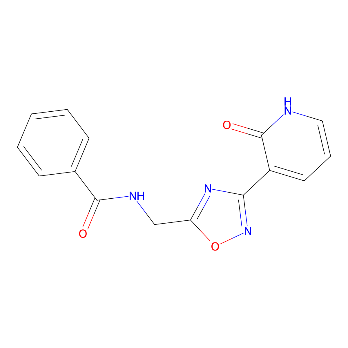 N-((3-(2-oxo-1,2-dihydropyridin-3-yl)-1,2,4-oxadiazol-5-yl)methyl)benzamide molecular structure, CAS 2034274-71-8