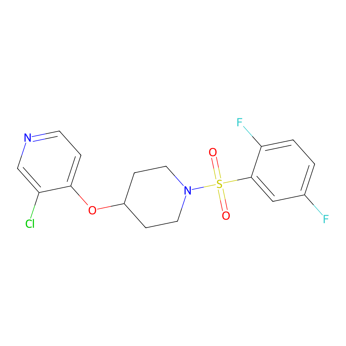 3-Chloro-4-((1-((2,5-difluorophenyl)sulfonyl)piperidin-4-yl)oxy)pyridine molecular structure, CAS 2034274-74-1
