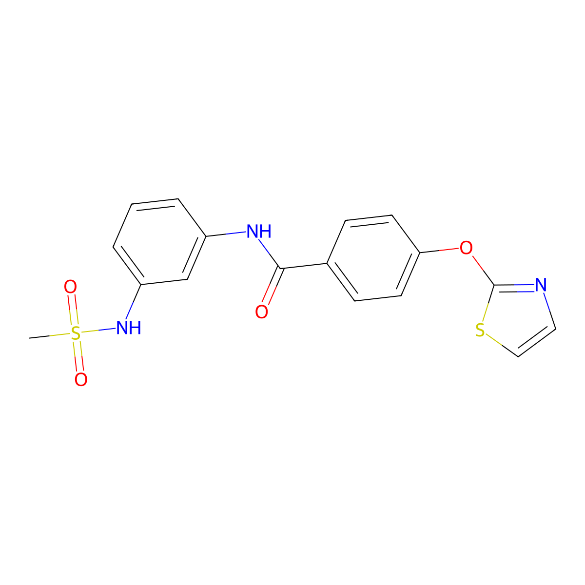 N-(3-(methylsulfonamido)phenyl)-4-(thiazol-2-yloxy)benzamide molecular structure, CAS 2034274-81-0