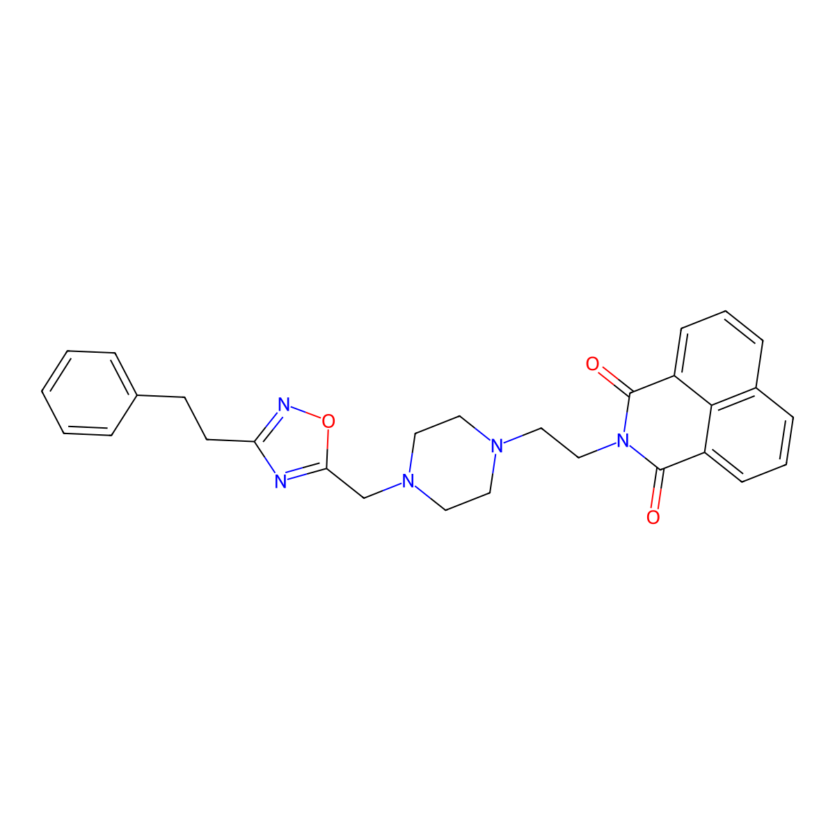 2-(2-(4-((3-phenethyl-1,2,4-oxadiazol-5-yl)methyl)piperazin-1-yl)ethyl)-1H-benzo[de]isoquinoline-1,3(2H)-dione molecular structure, CAS 2034274-83-2