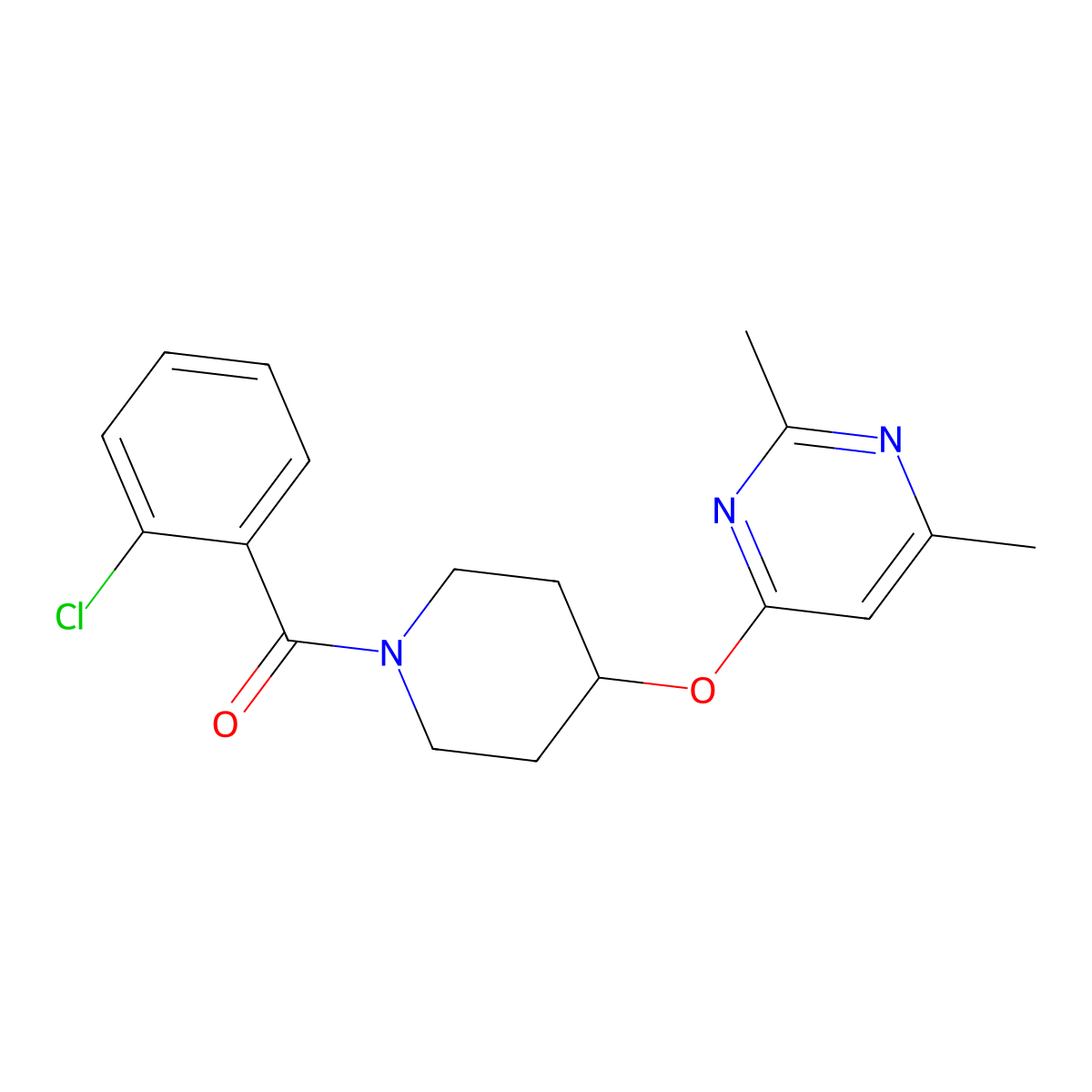 (2-Chlorophenyl)(4-((2,6-dimethylpyrimidin-4-yl)oxy)piperidin-1-yl)methanone molecular structure, CAS 2034274-86-5
